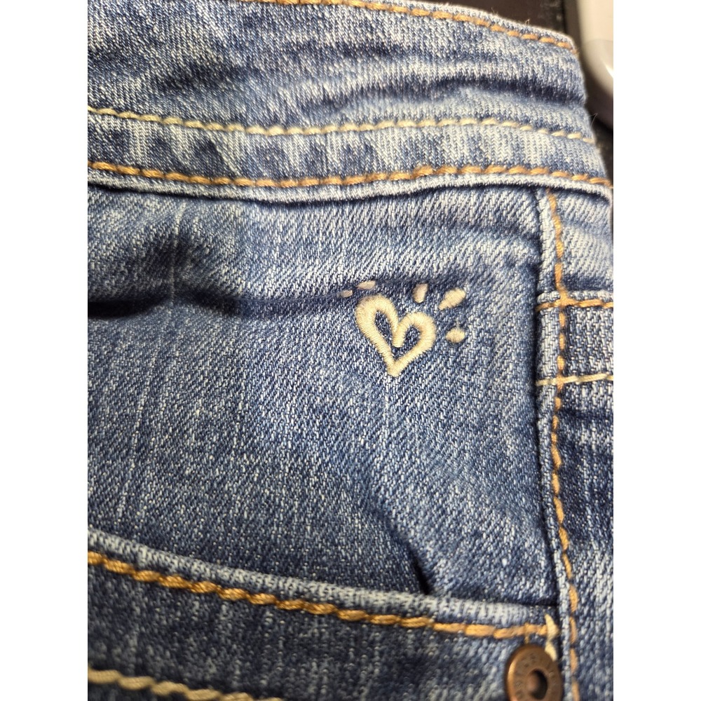 Justice Jeans‎ Girls Denim Shorts Size 12 12 5 Blue Heart Detail - Picture 4 of 7